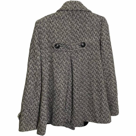 Jason Kole Women's Coat Jacket Black & White Chevron Wool Button Front Size M - Picture 2 of 8